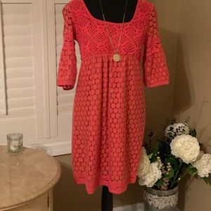 Coral macrame dress